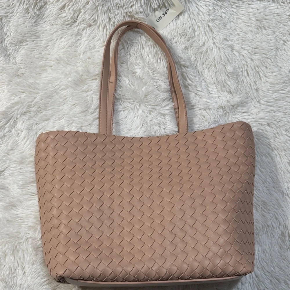 Chic Tan Woven Tote Bag